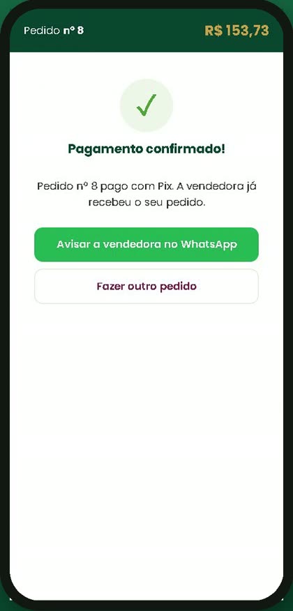 Pagamento confirmado no catálogo