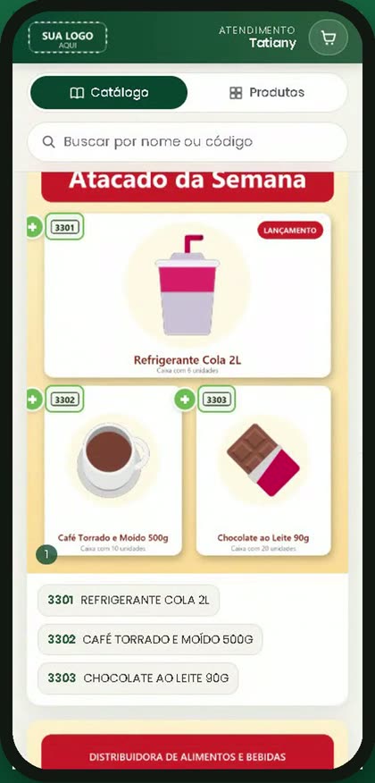 Exemplo de catálogo para alimentos e bebidas